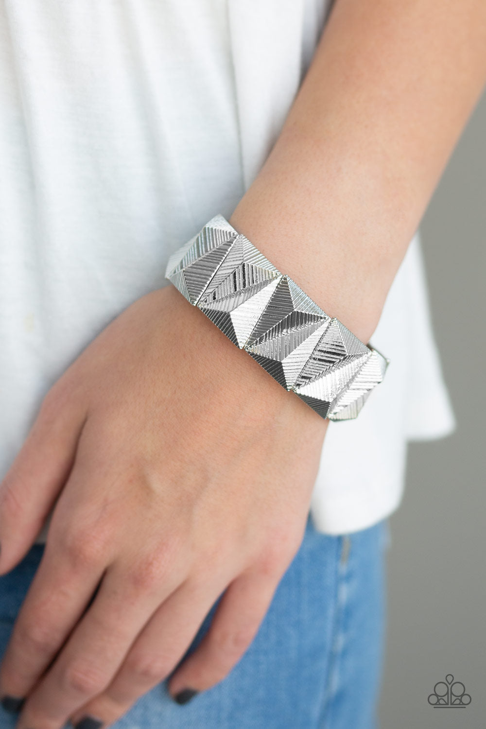 Paparazzi Bracelets - Metallic Geode - Silver