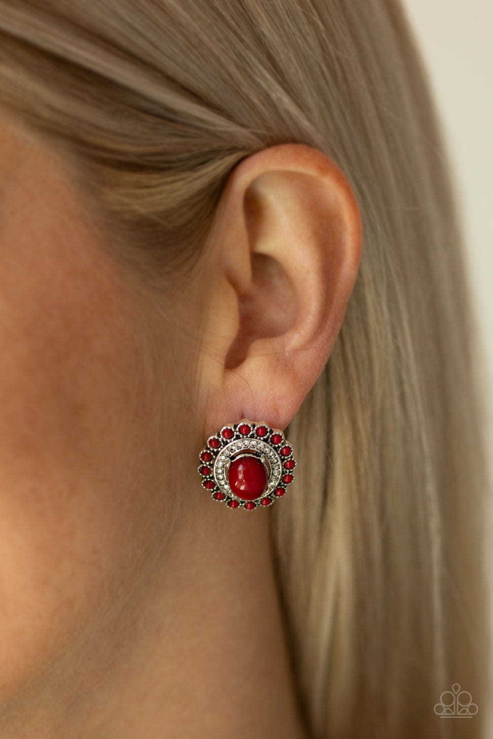 Paparazzi Earrings - Floral Flamboyance - Red
