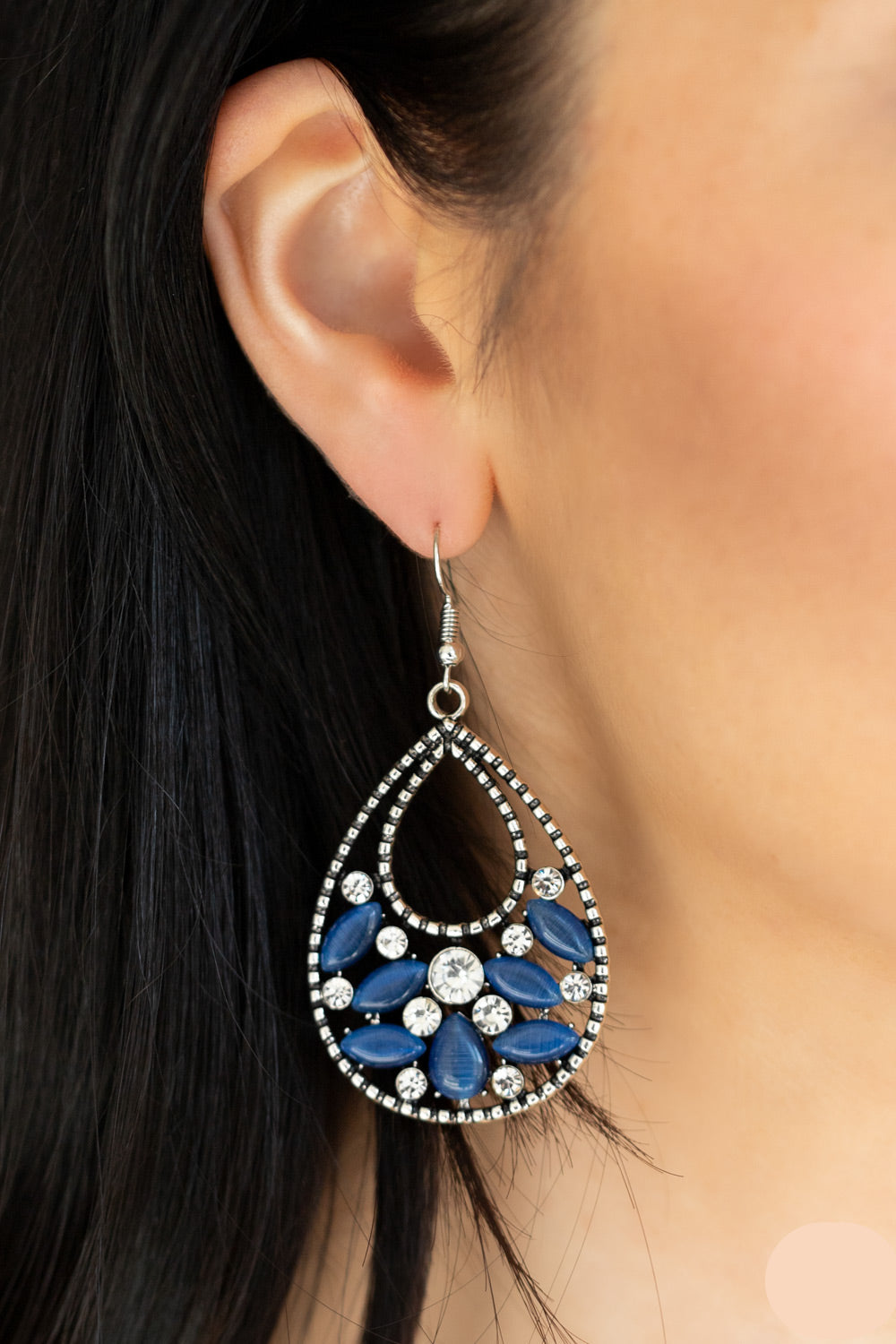 Paparazzi Earrings - Dewy Dazzle - Blue - E623
