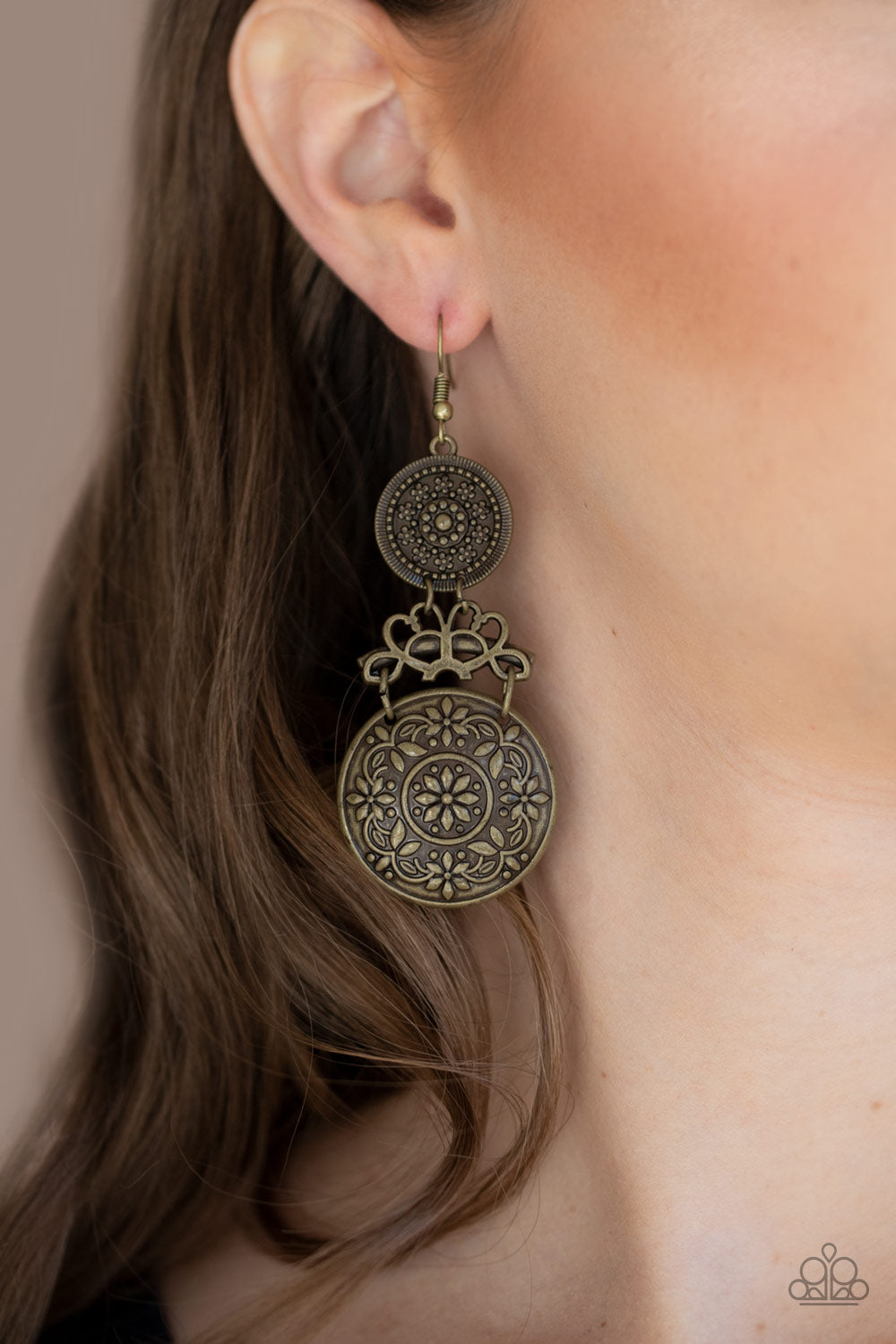 Paparazzi Earrings - Garden Adventure - Brass