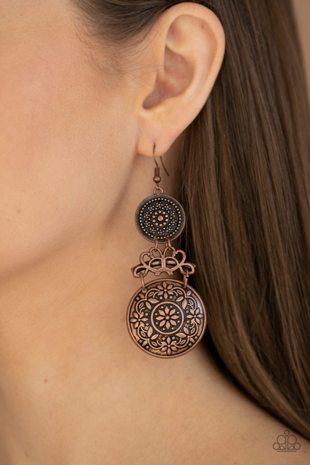Paparazzi Earrings - Garden Adventure - Copper