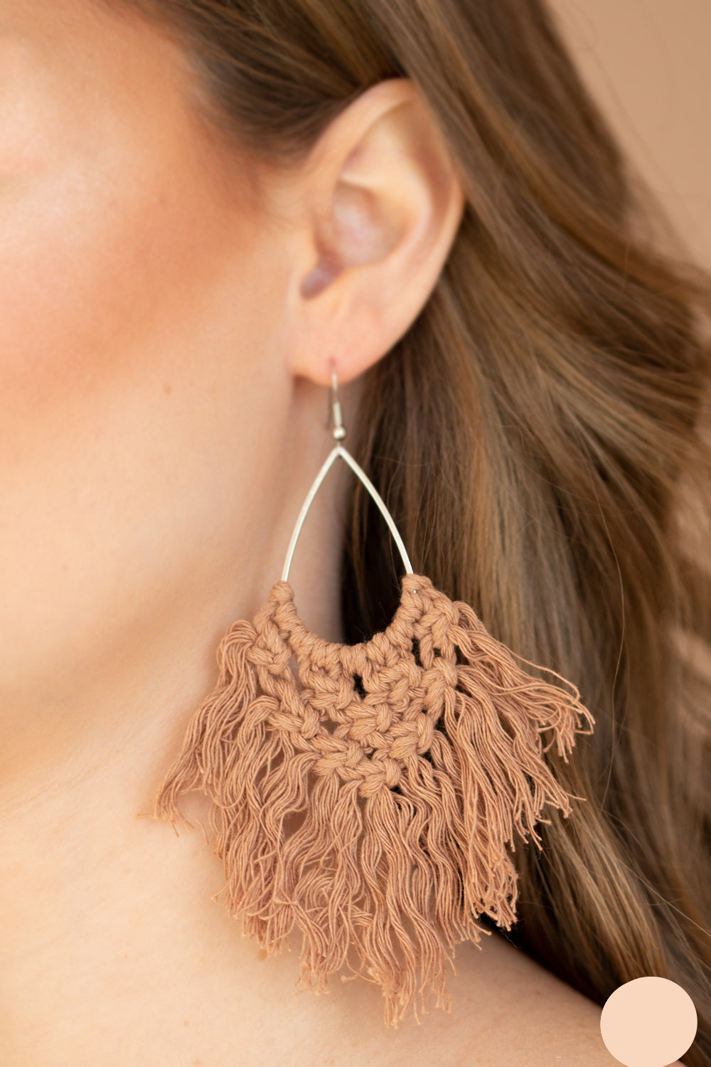 Paparazzi Earrings - Oh MACRAME, Oh My - Brown