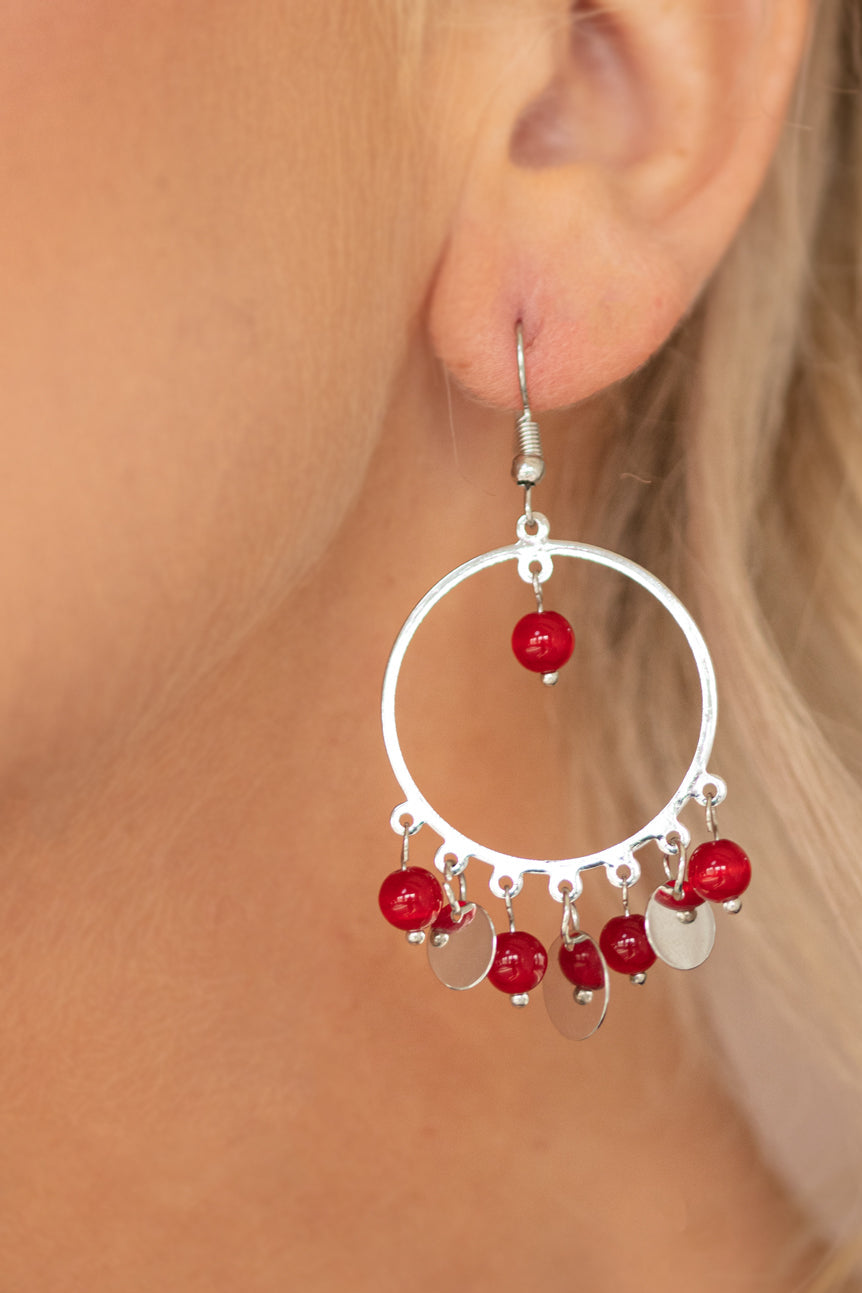 Paparazzi Earrings - Bubbly Buoyancy - Red