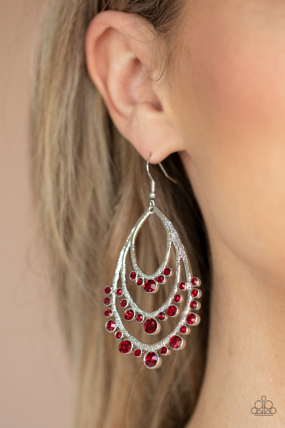 Paparazzi Earrings - Break Out in TIERS - Red