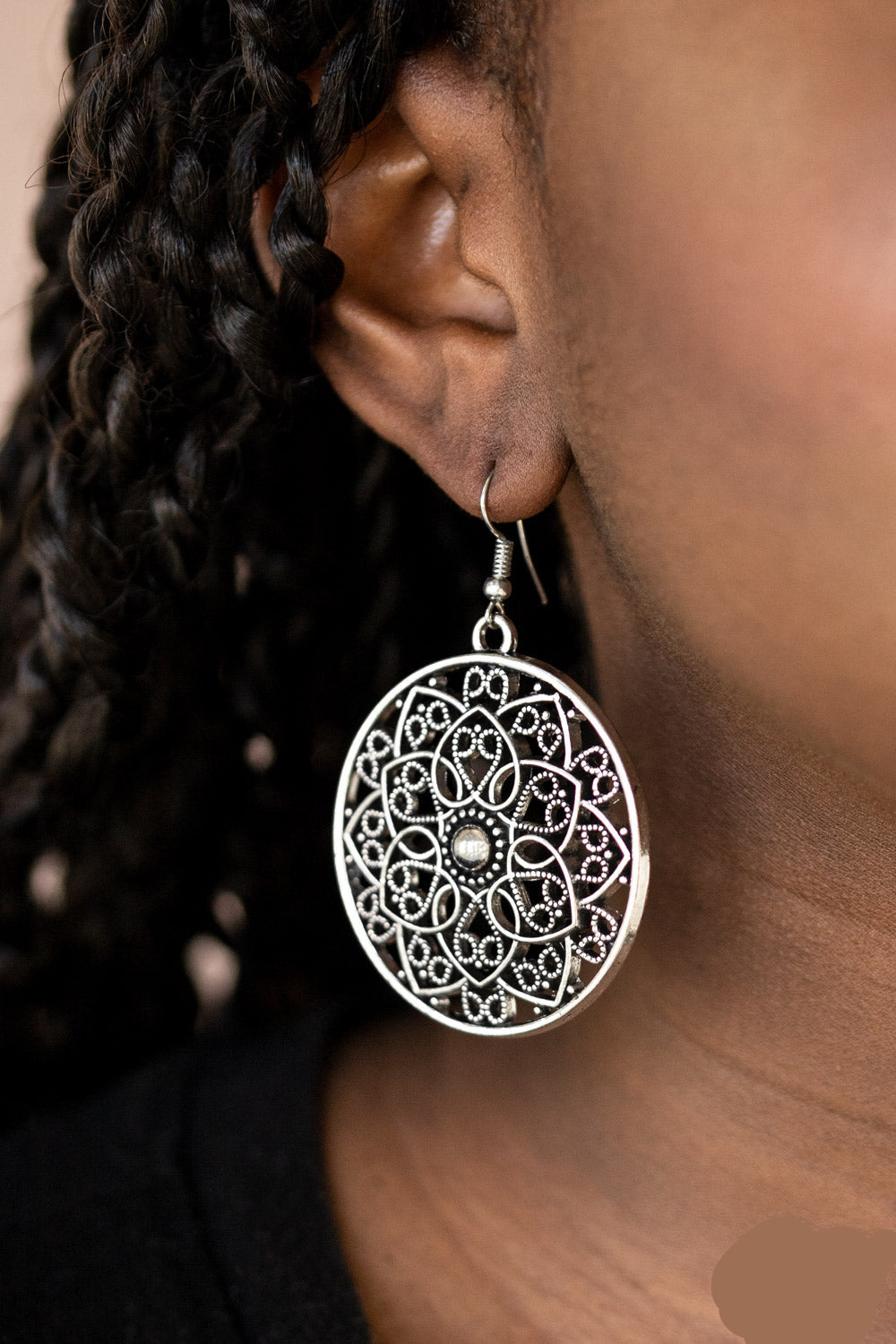 Paparazzi Earrings - Petal Prana - Silver - E696