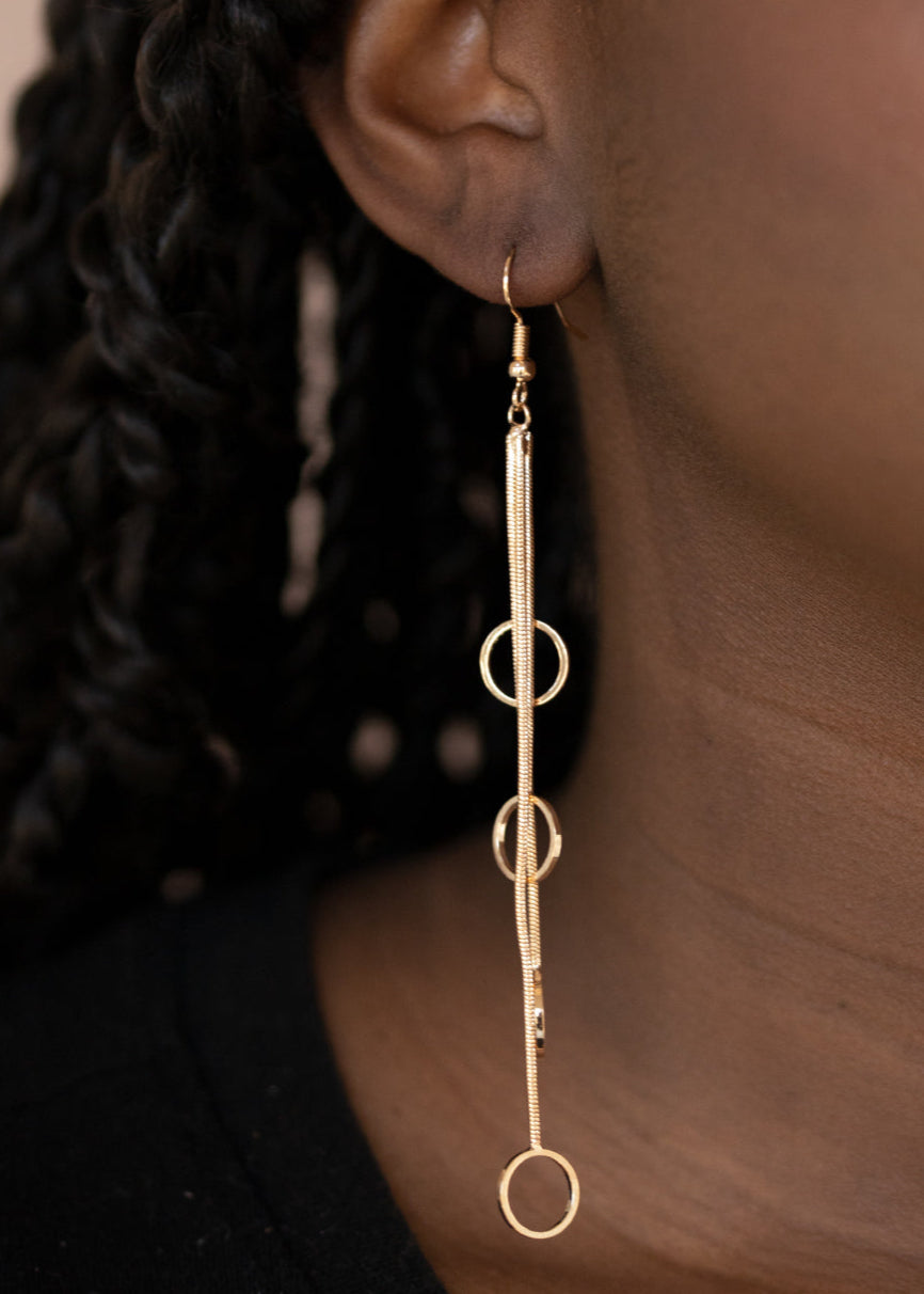 Paparazzi Earrings - Full Swing Shimmer - Gold