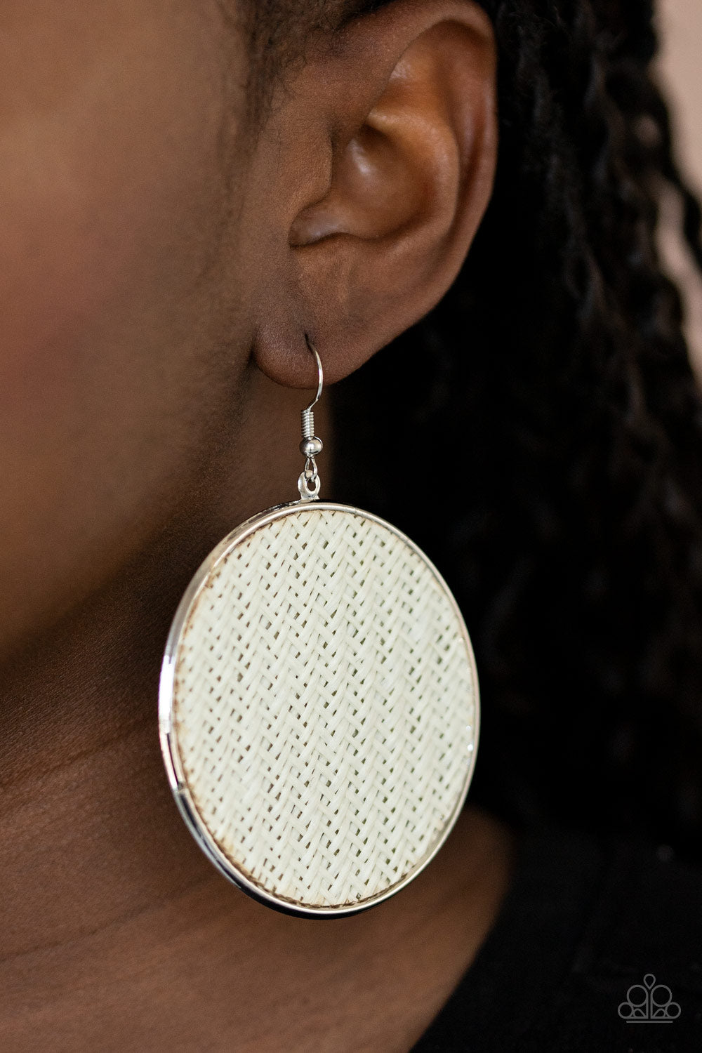 Paparazzi Earrings - Wonderfully Woven - White