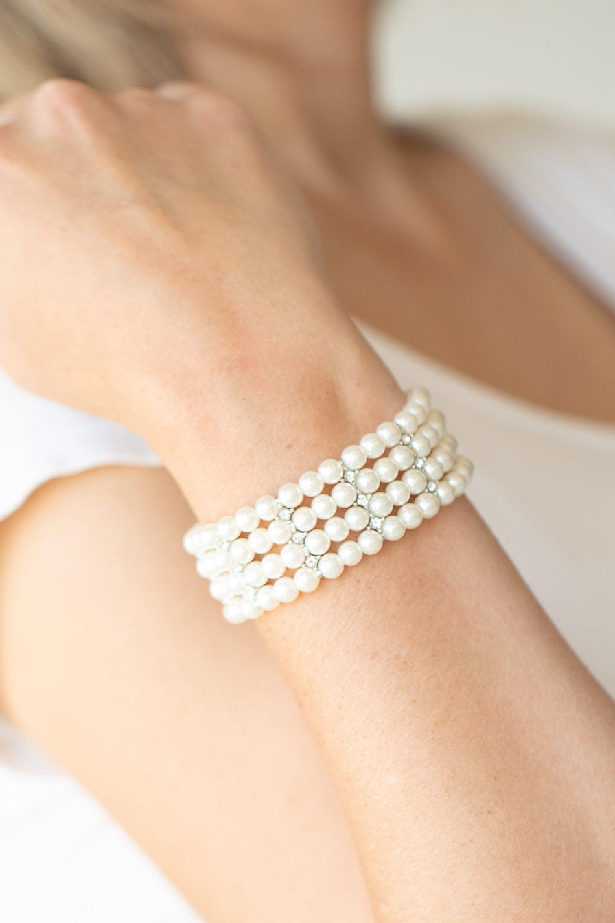 Paparazzi Bracelets - Stacked To The Top - White