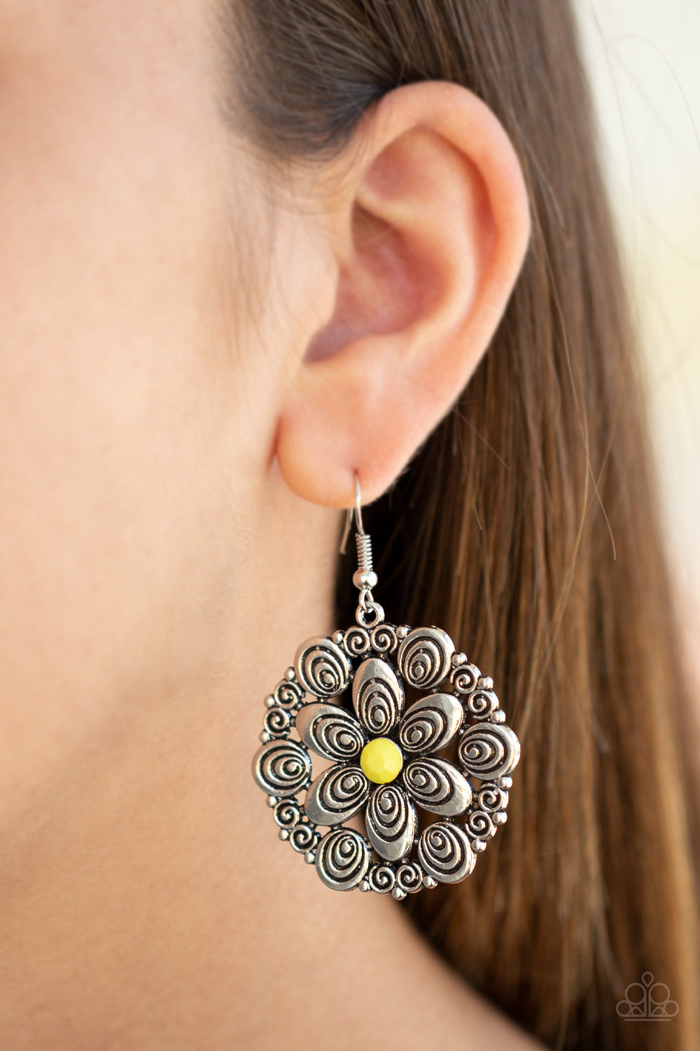Paparazzi Earrings - Grove Groove - Yellow