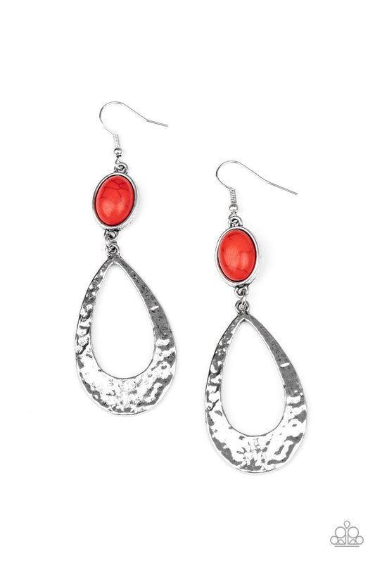Paparazzi Earrings - Badlands Baby - Red
