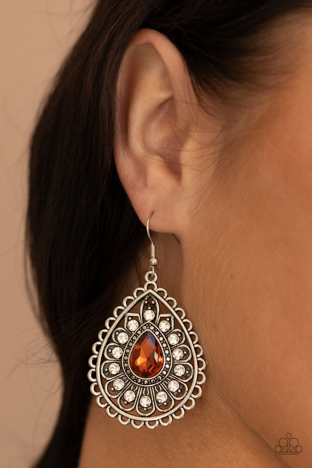 Paparazzi Earrings - Eat, Drink, and BEAM Merry - Brown