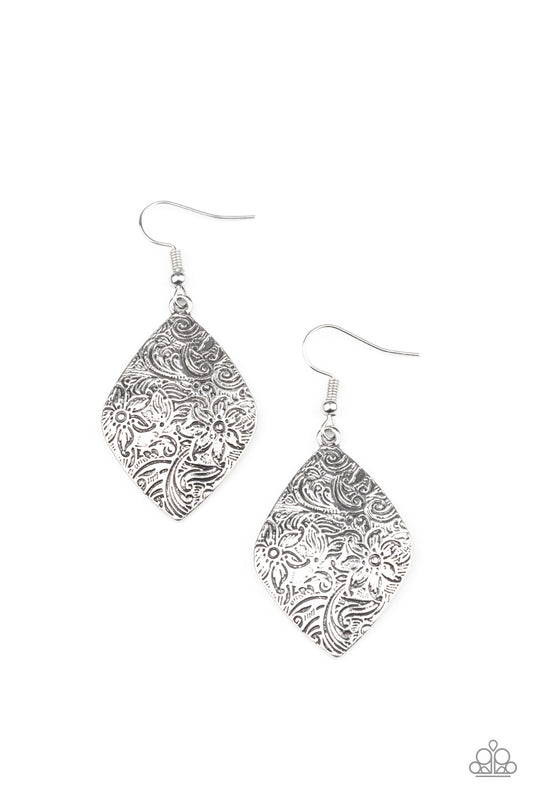 Paparazzi Earrings - Flauntable Florals - Silver