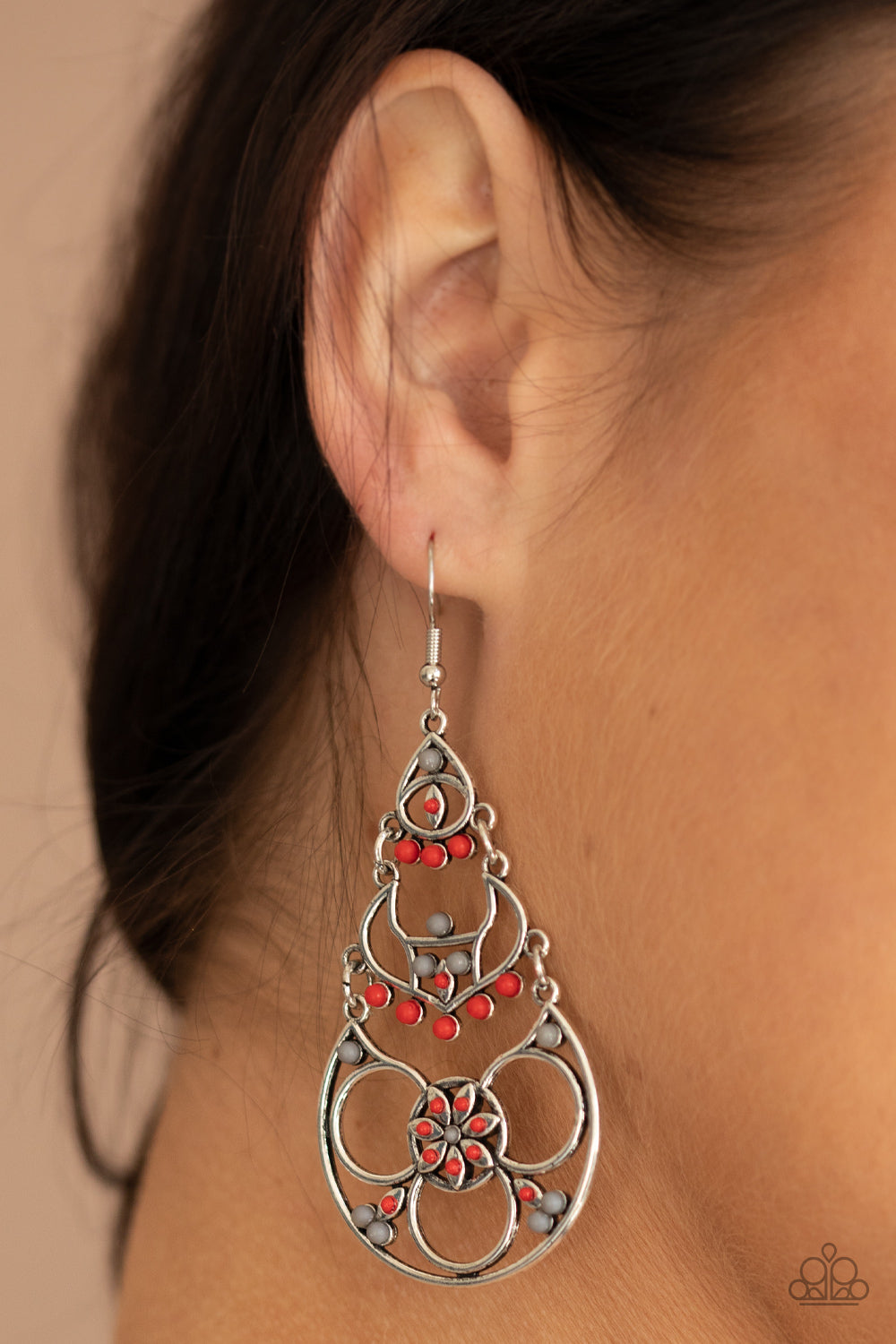 Paparazzi Earrings - Garden Melody - Red