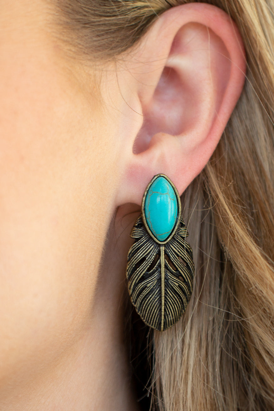 Paparazzi Earrings - Rural Roadrunner - Brass