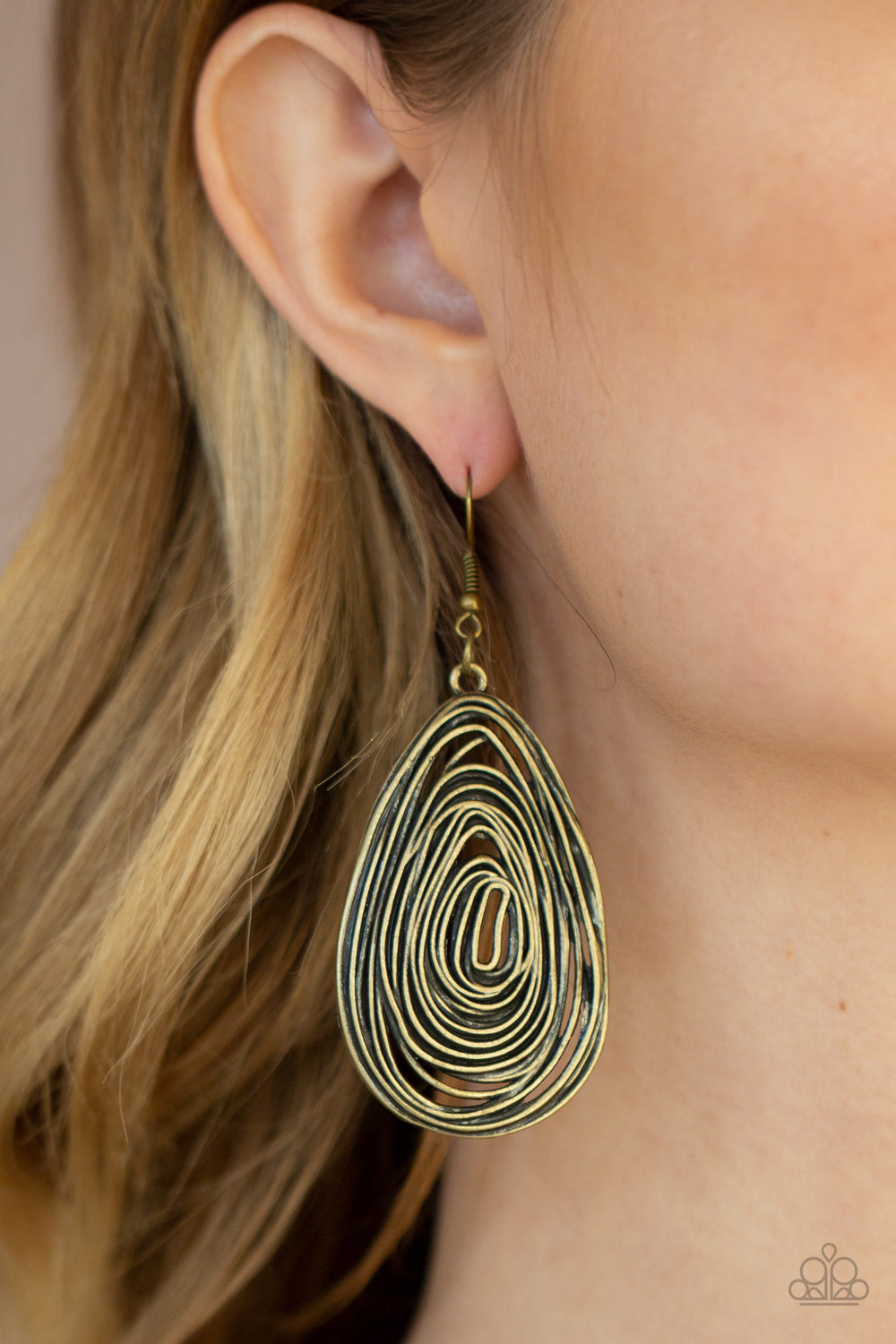 Paparazzi Earrings - Rural Ripples - Brass