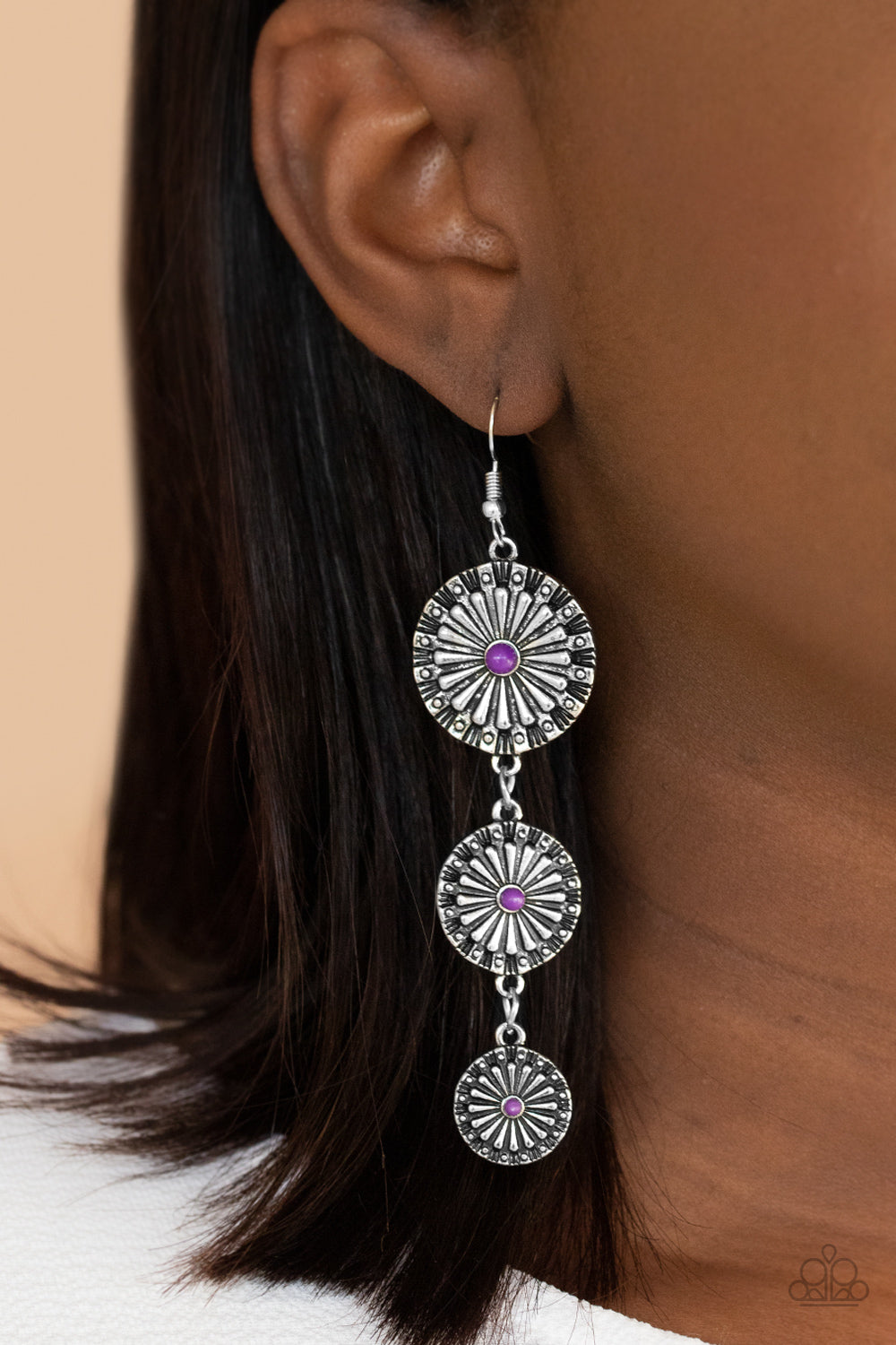 Paparazzi Earrings - Festively Floral - Purple