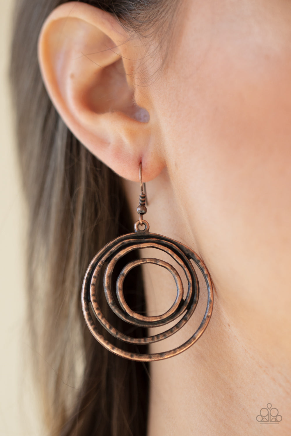 Paparazzi Earrings - Spiraling Out of Control - Copper