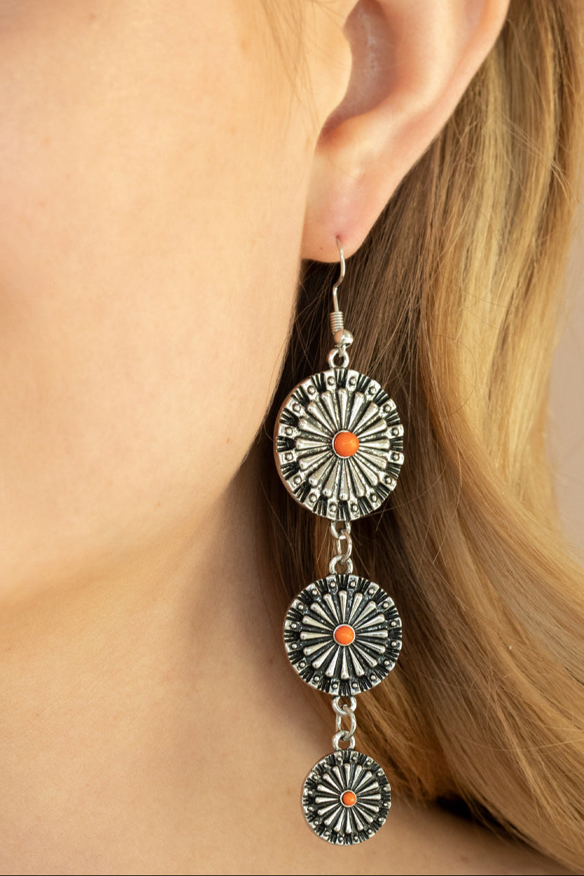 Paparazzi Earrings - Festively Floral - Orange