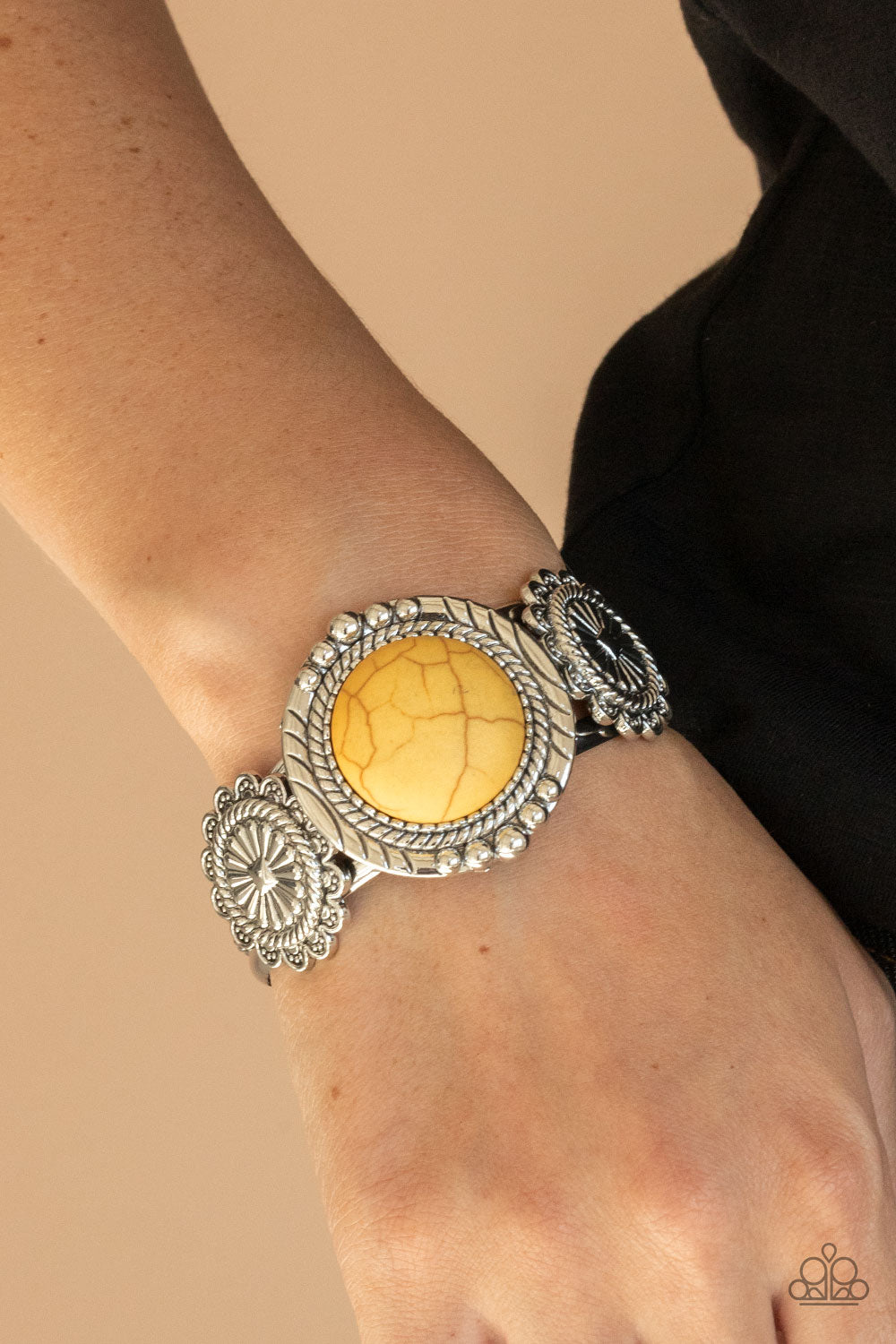 Paparazzi Bracelets - Mojave Motif - Yellow Cuff