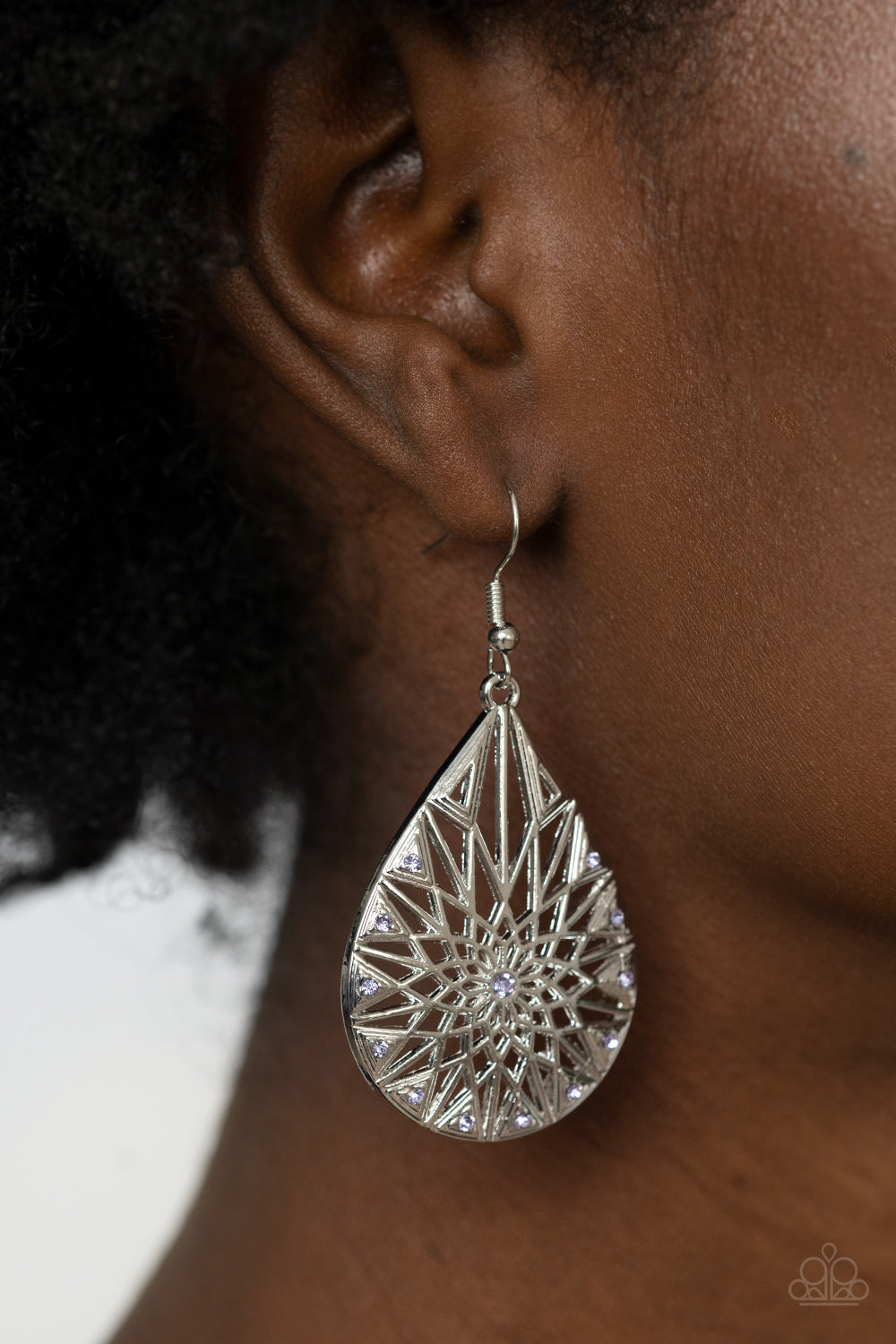Paparazzi Earrings - Icy Mosaic - Purple