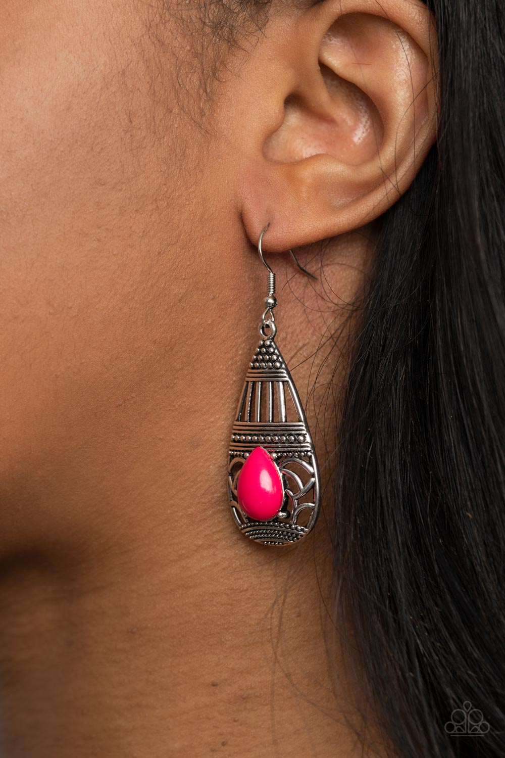 Paparazzi Earrings - Eastern Essence - Pink