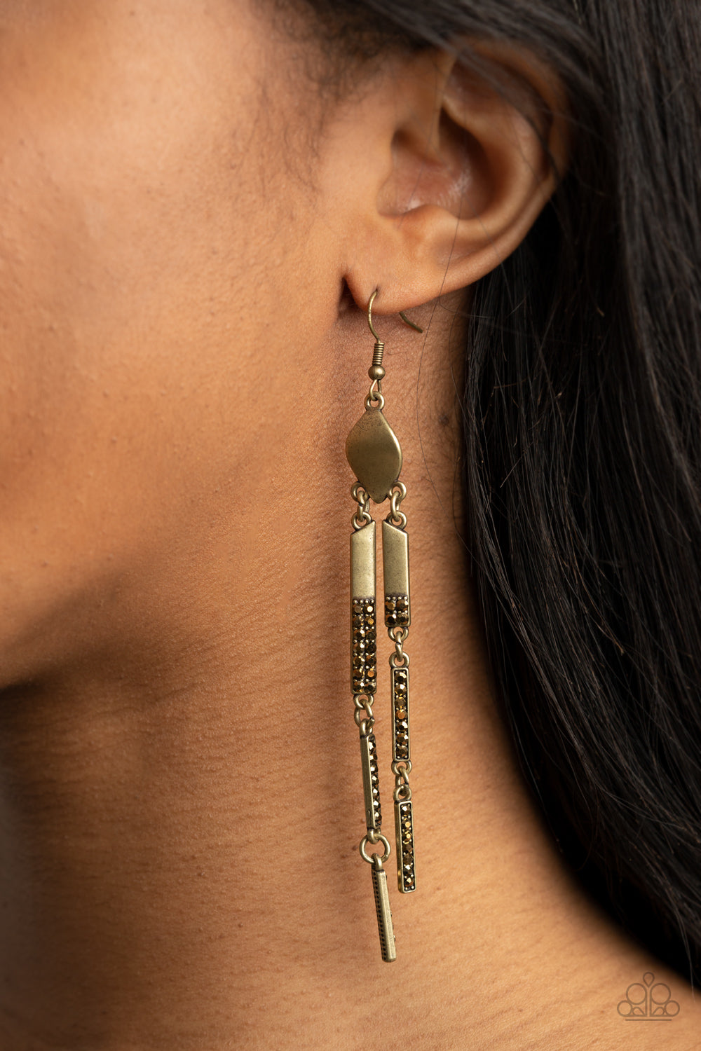 Paparazzi Earrings - Defined Dazzle - Brass