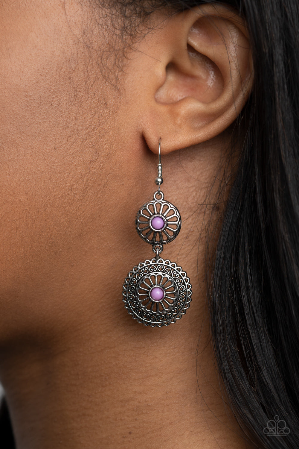 Paparazzi Earrings - Keep It WHEEL - Purple