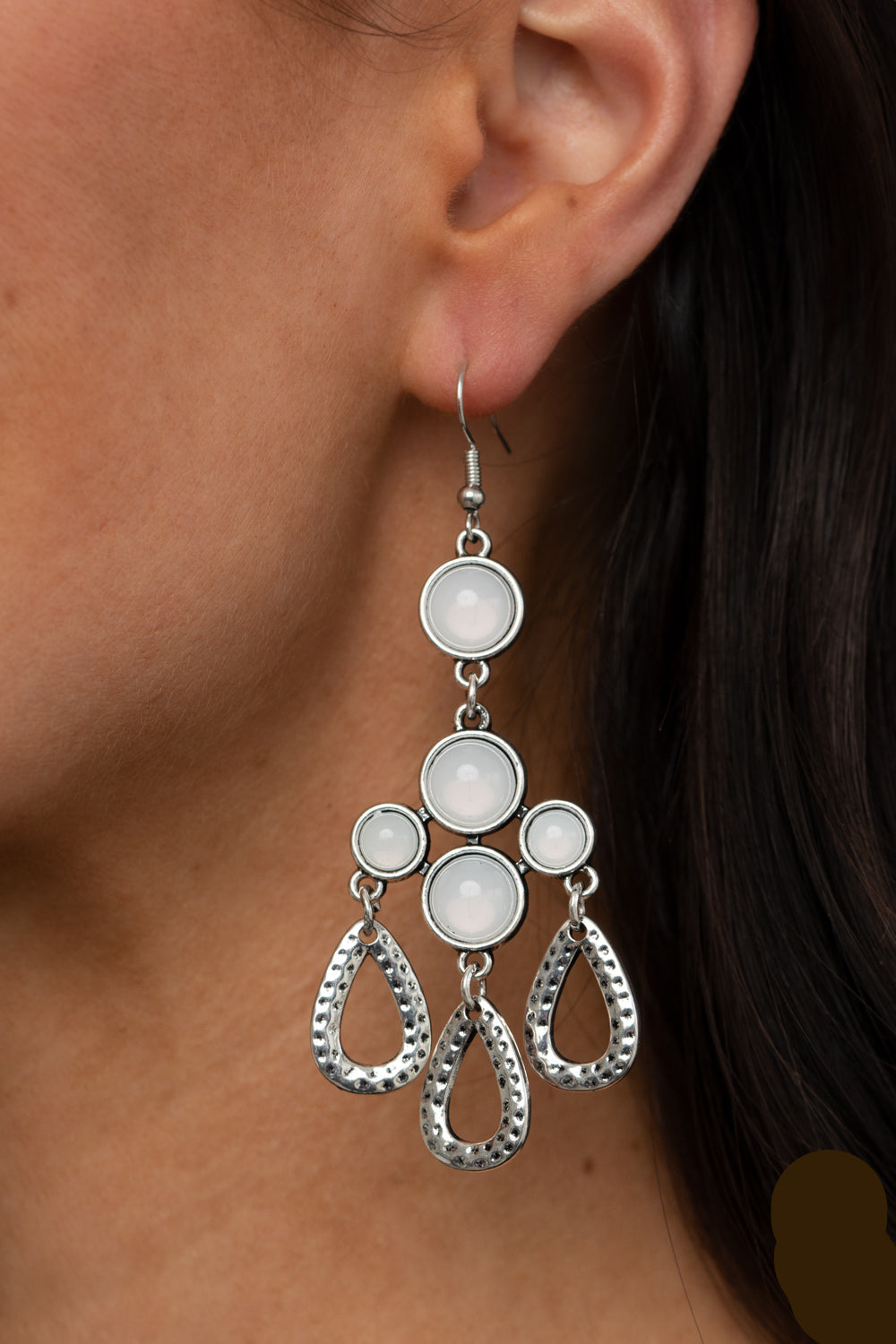 Paparazzi Earrings - Mediterranean Magic - White - E1207