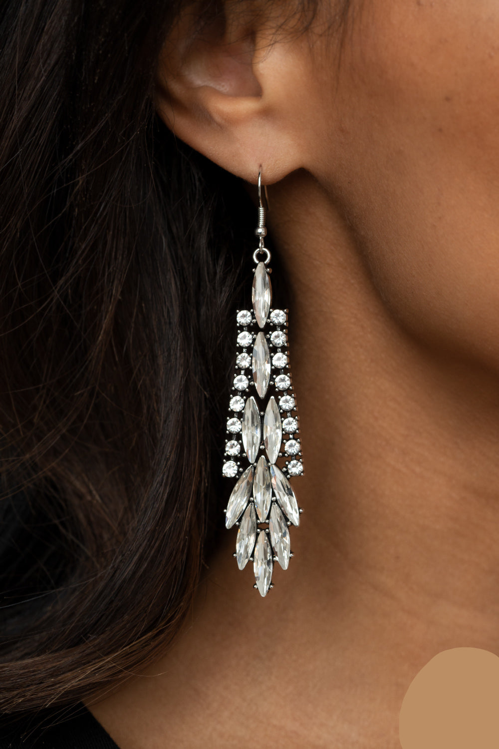 Paparazzi Earrings - Crown Heiress - White