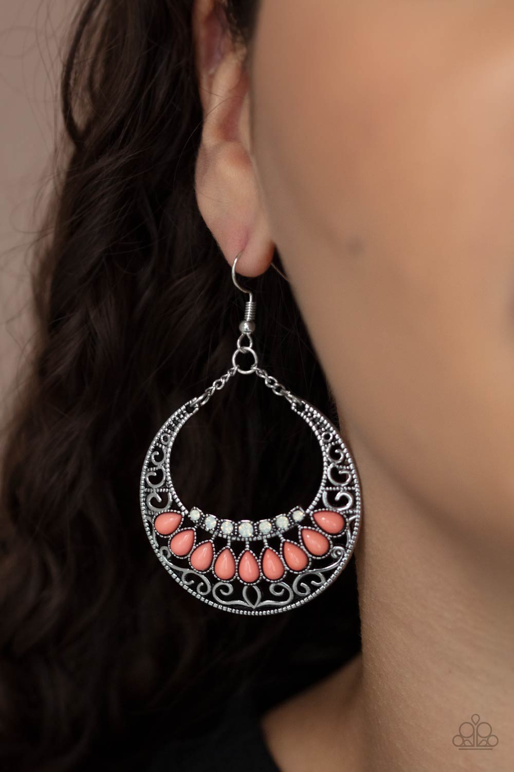 Paparazzi Earrings - Crescent Couture - Orange