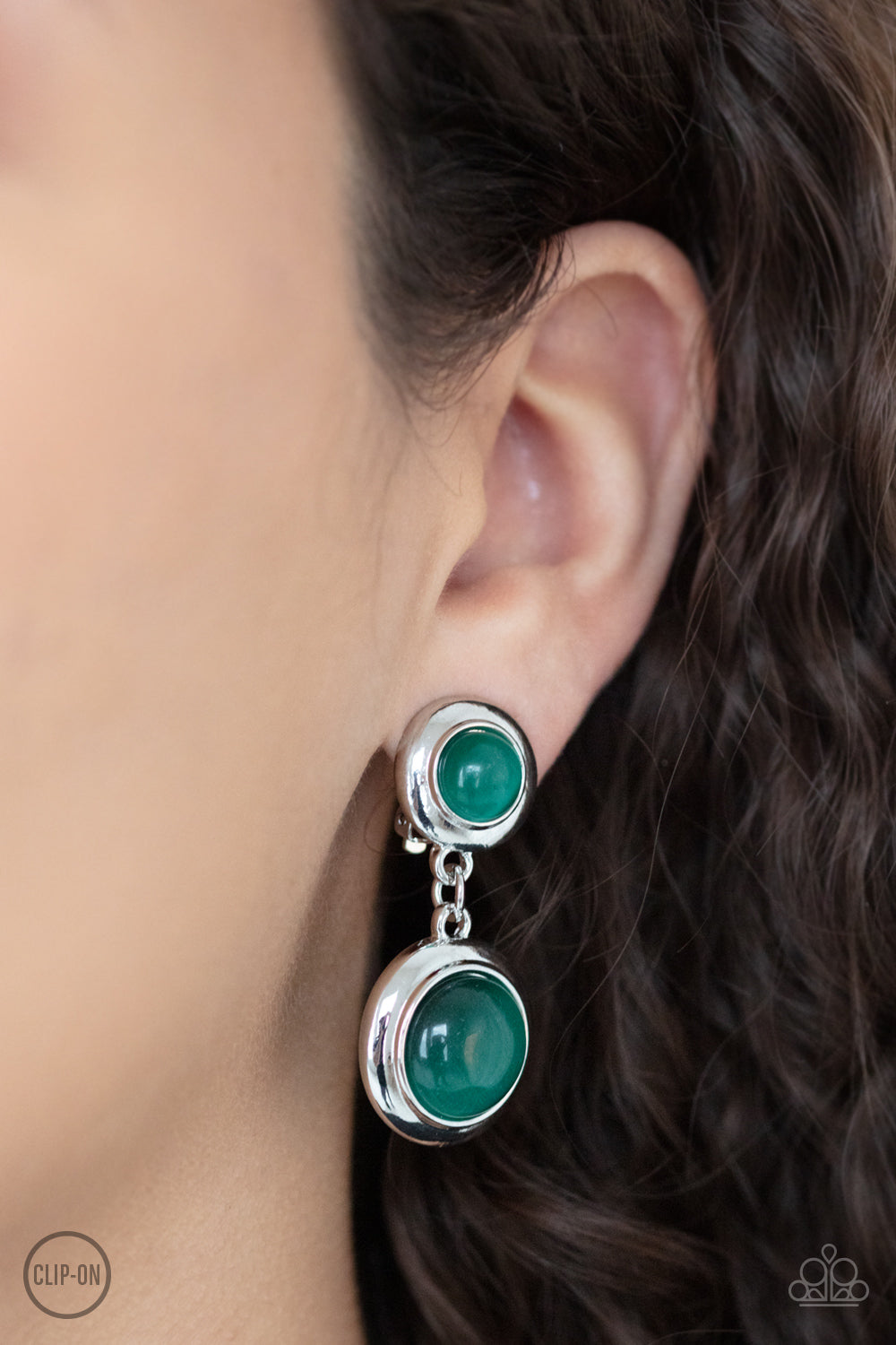 Paparazzi Earrings - Subtle Smolder - Green - Clip on