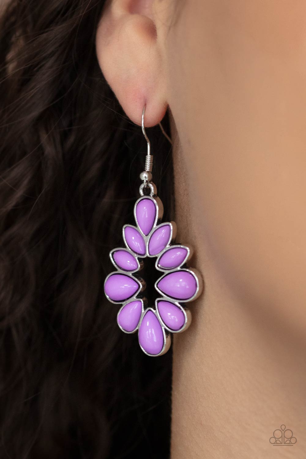 Paparazzi Earrings - Burst Into Teardrops - Purple