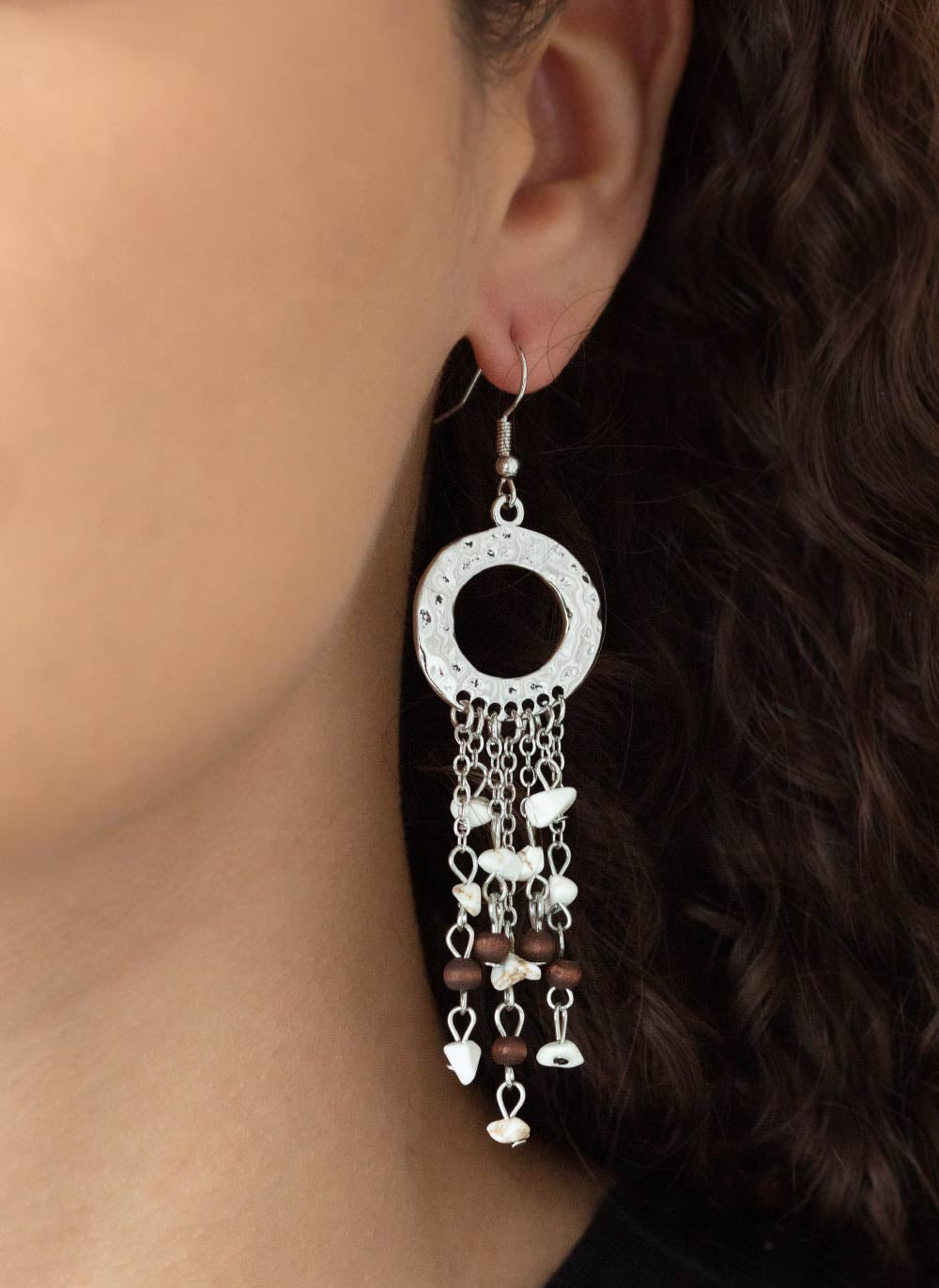 Paparazzi Earrings - Primal Prestige - White