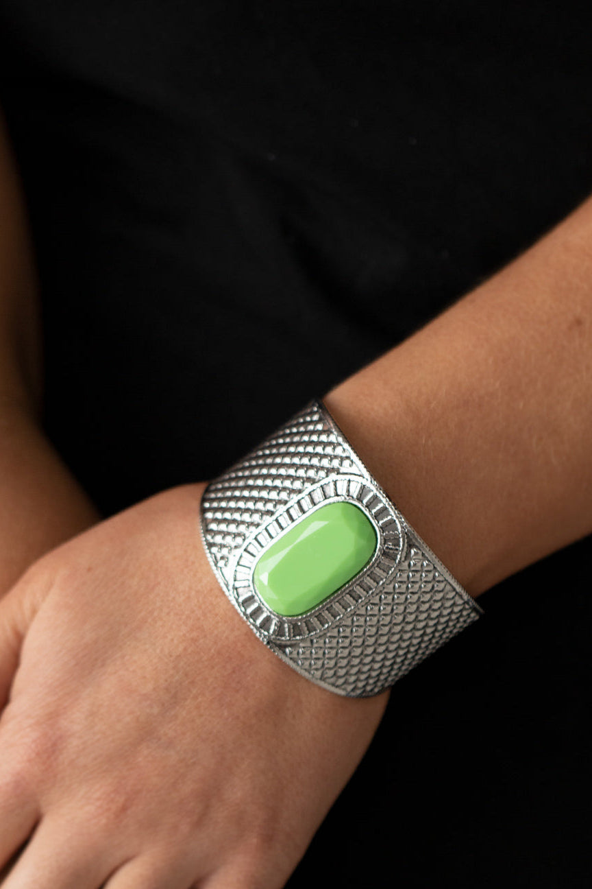 Paparazzi Bracelets - Poshly Pharaoh - Green - Cuff