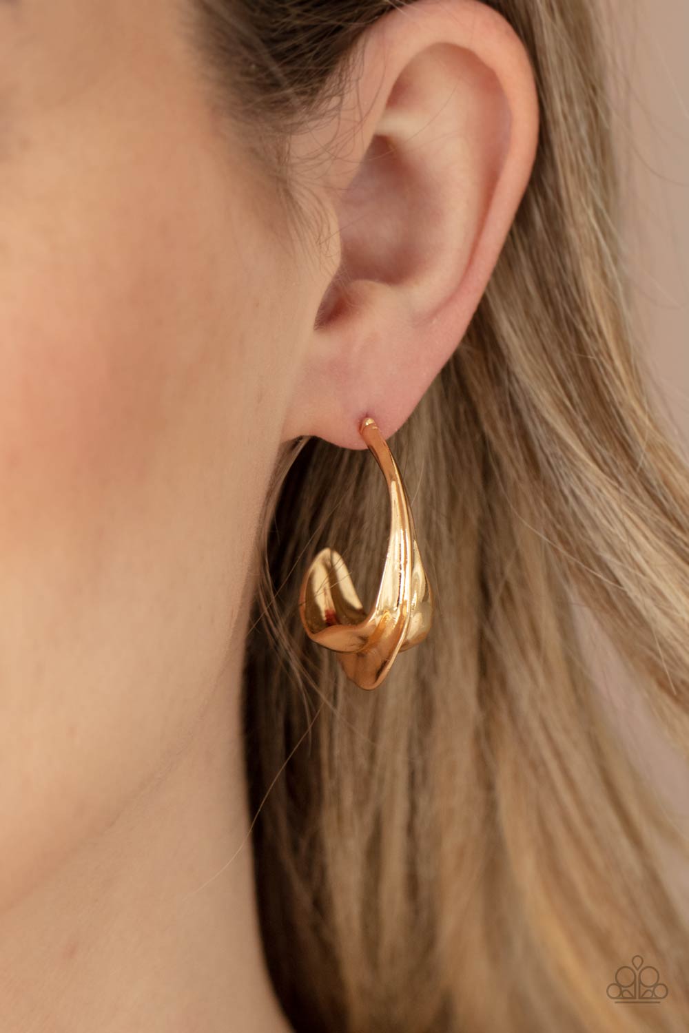 Paparazzi Earrings - Modern Meltdown - Gold Hoop