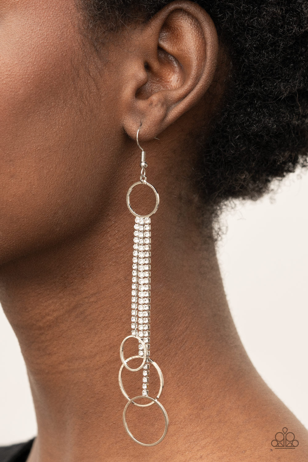 Paparazzi Earrings - Demurely Dazzling - White