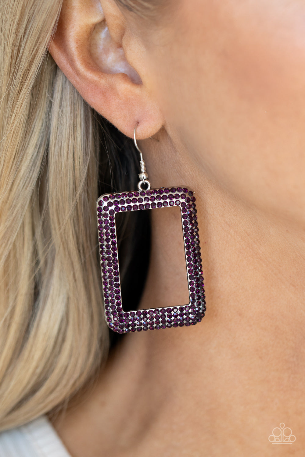 Paparazzi Earrings - World Frame-ous - Purple