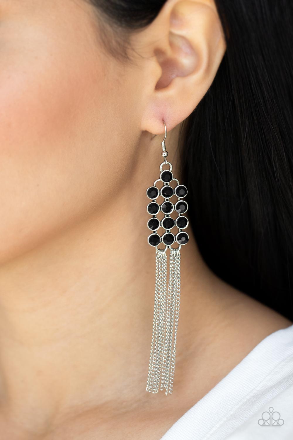 Paparazzi Earrings - Tasteful Tassel - Black