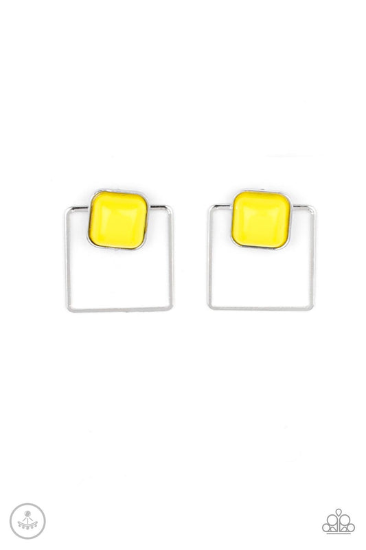 Paparazzi Earrings - Flair and Square - Yellow