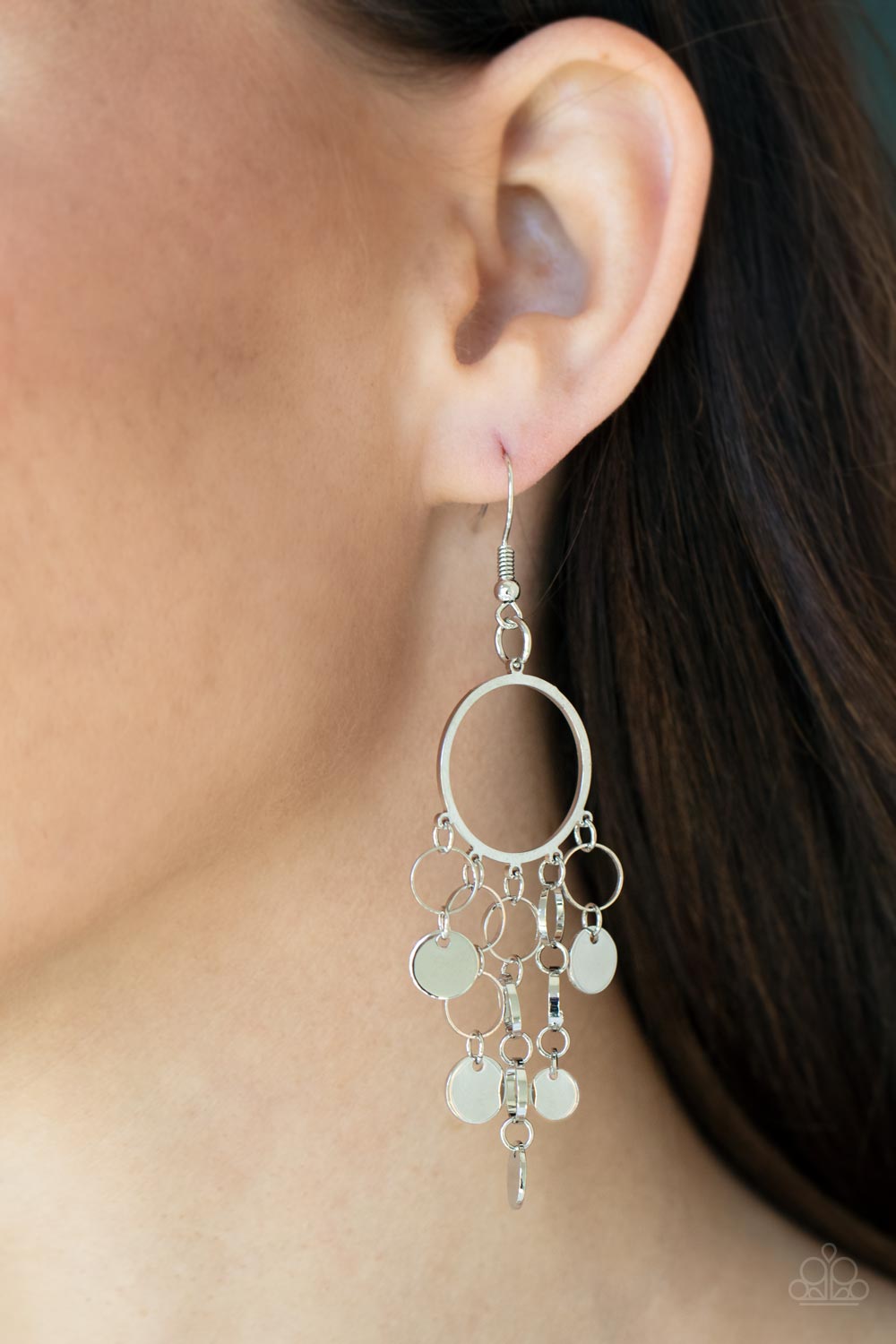 Paparazzi Earrings - Cyber Chime - Silver