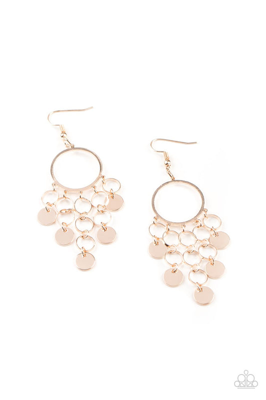 Paparazzi Earrings - Cyber Chime - Rose Gold