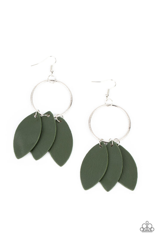 Paparazzi Earrings - Leafy Laguna - Green