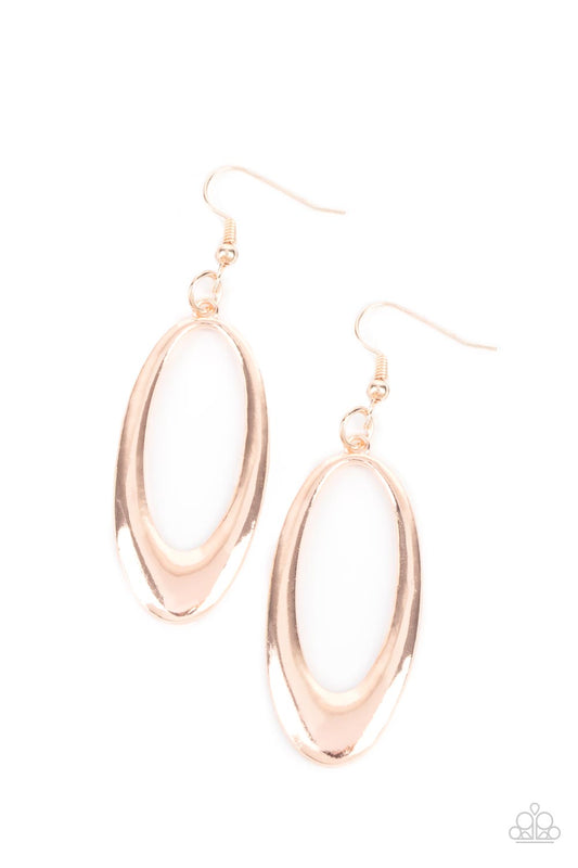Paparazzi Earrings - Over the Hill - Rose Gold