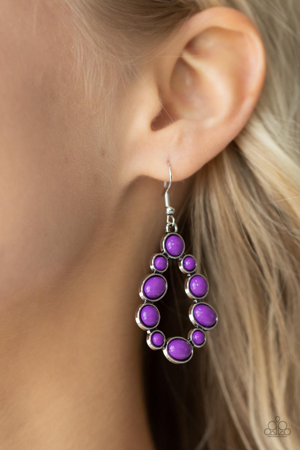 Paparazzi Earrings - Pop-ular Party - Purple look