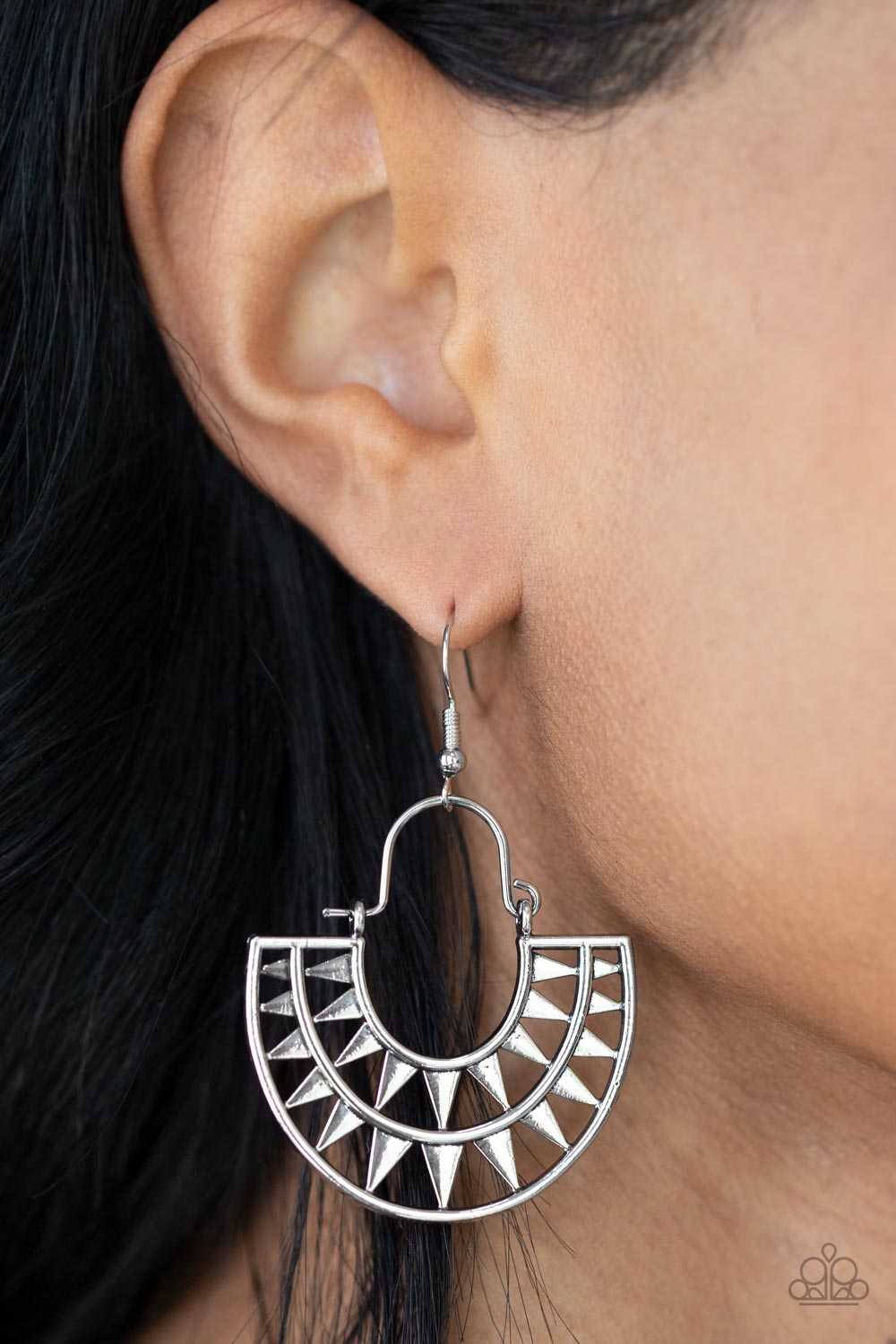 Paparazzi Earrings - Solar Surge - Silver