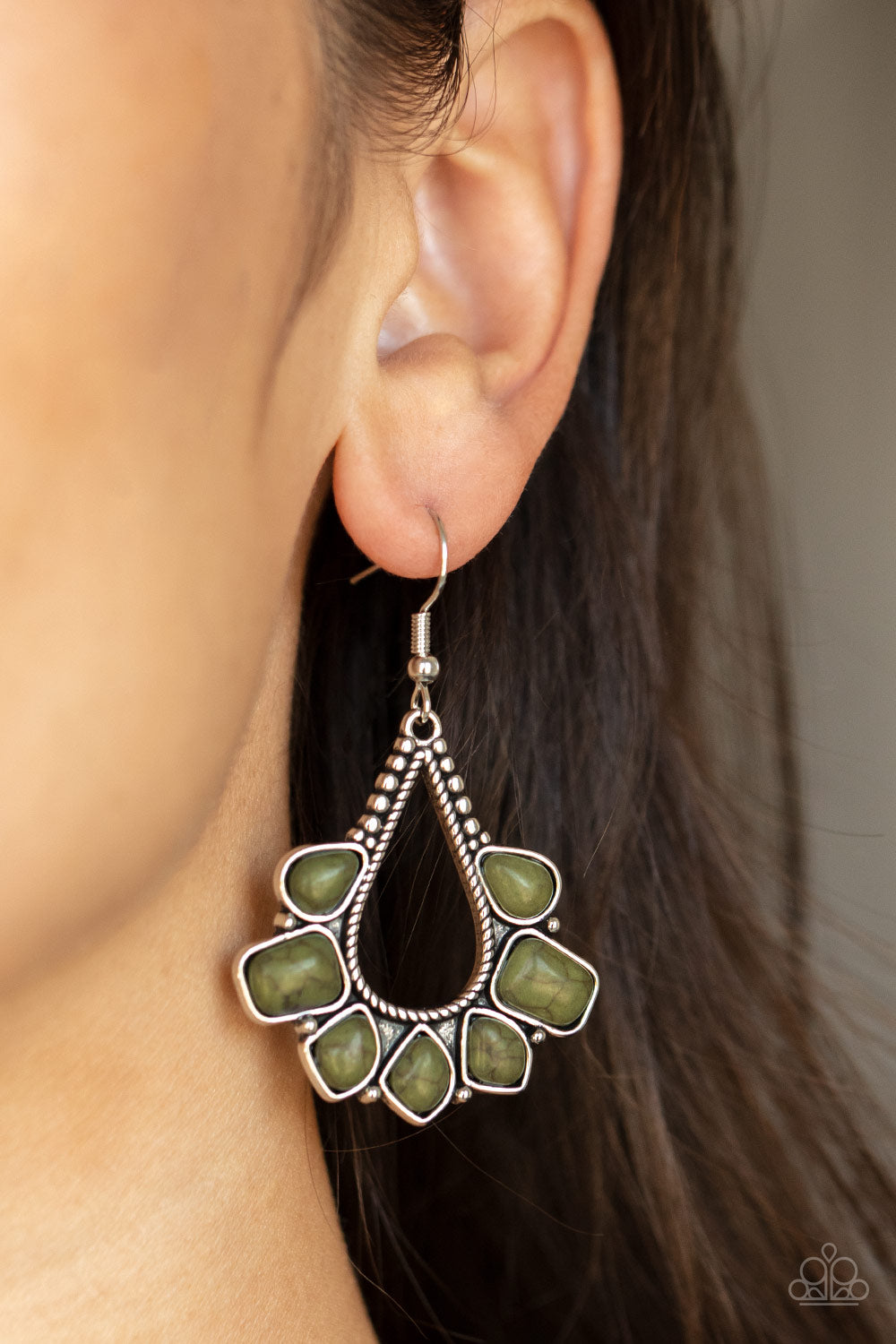 Paparazzi Earrings - Mesa Trek - Green