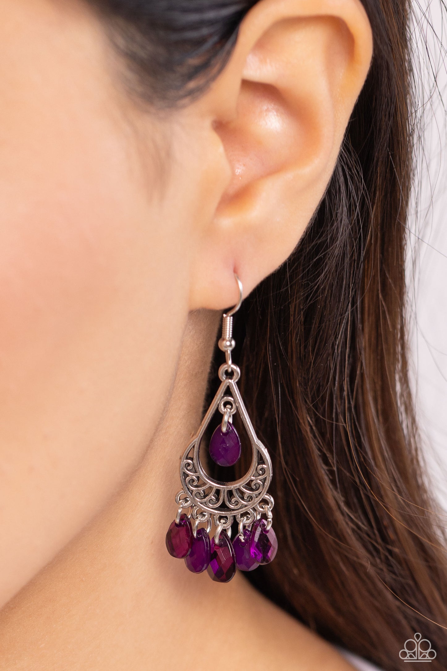 Paparazzi Earrings - Beachside Ballroom - Purple
