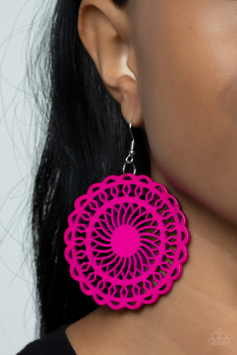 Paparazzi Earrings - Island Sun - Pink
