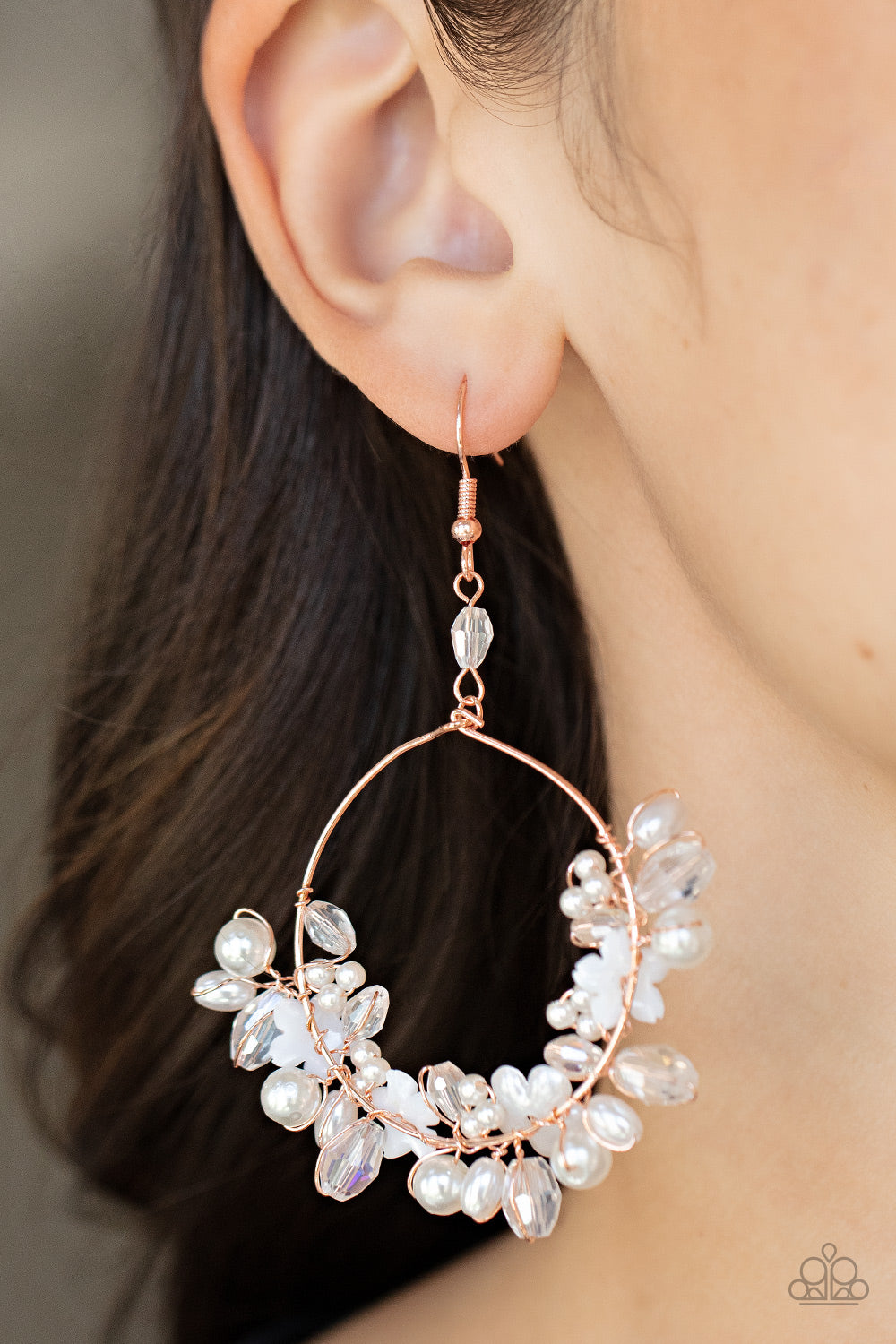 Paparazzi Earrings - Floating Gardens - Copper