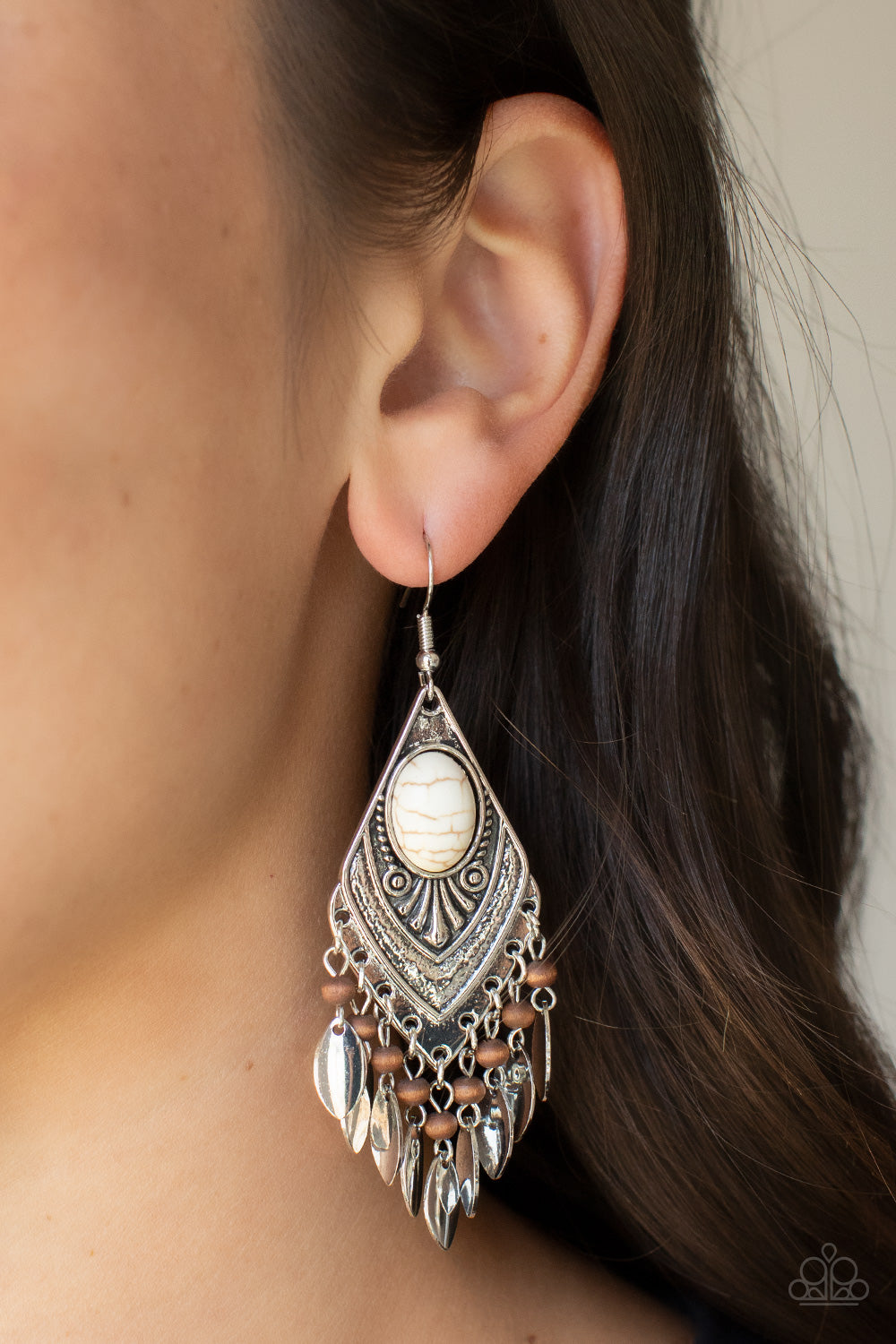 Paparazzi Earrings - Earthy Etiquette - White